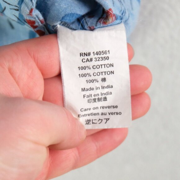 Roark Revival Shirt Mens Medium Blue Floral Retro Button Up Pocket Short Sleeve - Picture 8 of 9